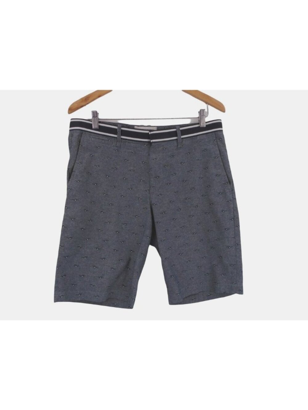 Original Penguin Munsingwear Blue Glasses Print Shorts 32 Flat Front Pockets